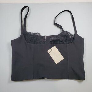 Kaiia Lace Trim Cami Top Women Size 8 NWT Adjustable Straps Crop Length
